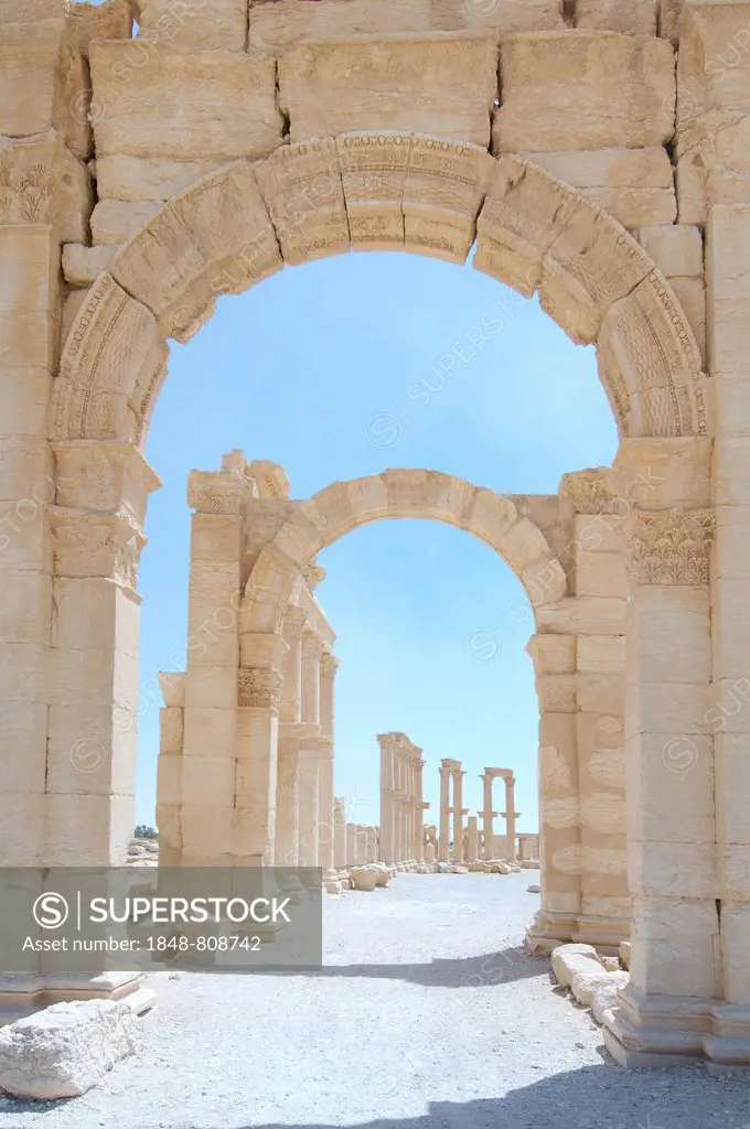 Ruins in the ancient city of Palmyra, Palmyra, Tadmur, Palmyra District, Homs Governorate, Syria