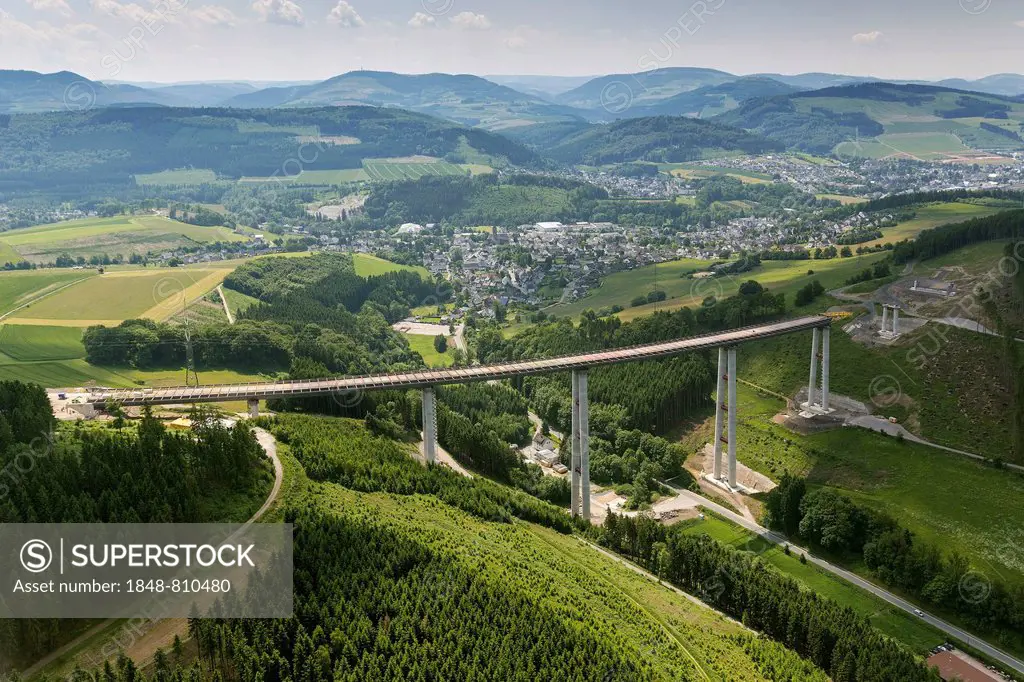 Aerial view, Nuttlar Viaduct on the A46 motorway, Nuttlar, Bestwig, North Rhine-Westphalia, Germany