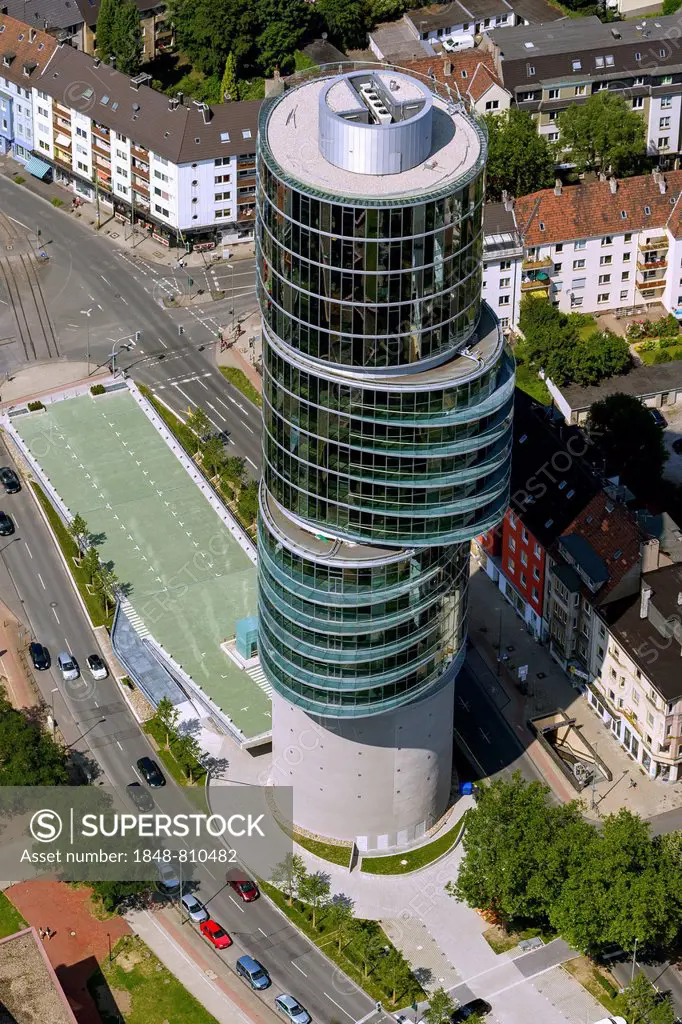 Aerial view, Exzenterhaus, an office block, Bochum, Ruhr district, North Rhine-Westphalia, Germany