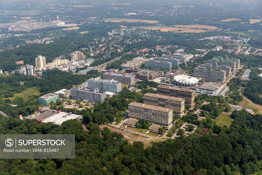 Aerial view, Ruhr-University Bochum, RUB, Bochum, Ruhr district, North Rhine-Westphalia, Germany