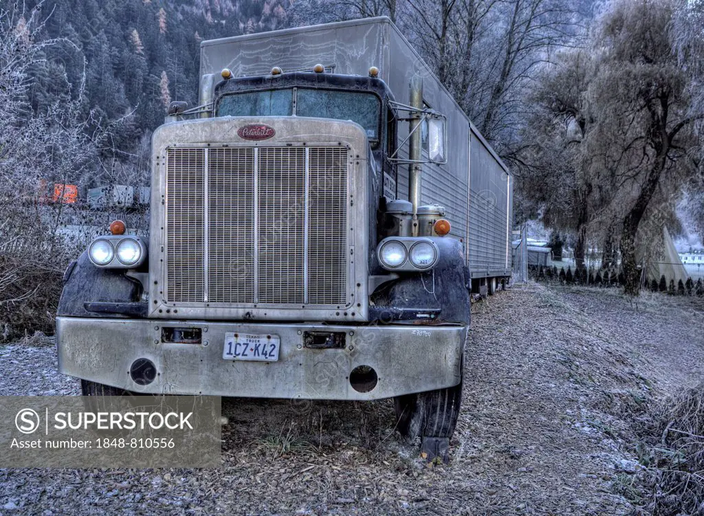 Discarded American truck, Haiming, Tyrolean Oberland, Tyrol, Austria