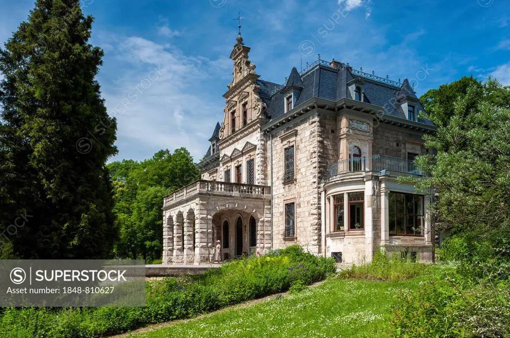 Villa Haar with park, neo-Renaissance building, 1885, now an event and conference venue, Ilm Park, Weimar, Thuringia, Germany