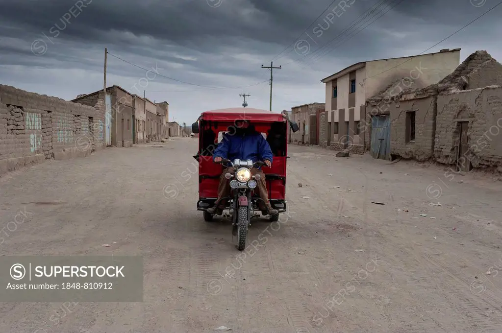 Mototaxi in a Bolivian village, Altiplano, Uyuni, Bolivia