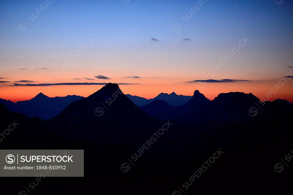 Innere Wetterspitze mountain at dawn, Stubai Alps, Tyrol, Austria