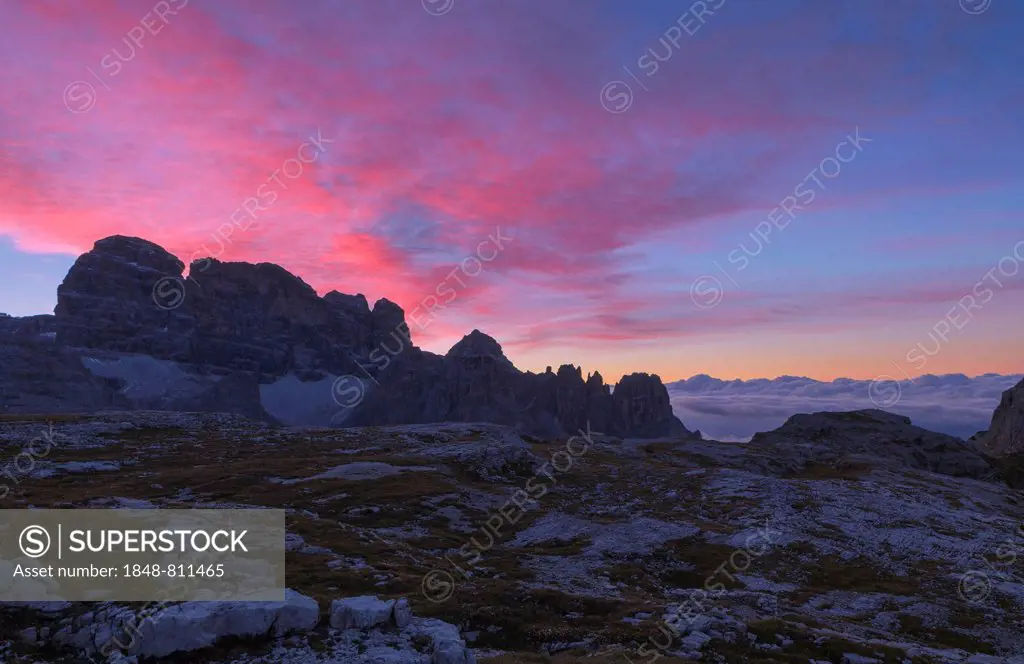 Monte Christallo Mountain at dawn, Sexten, South Tyrol province, Trentino-Alto Adige, Italy