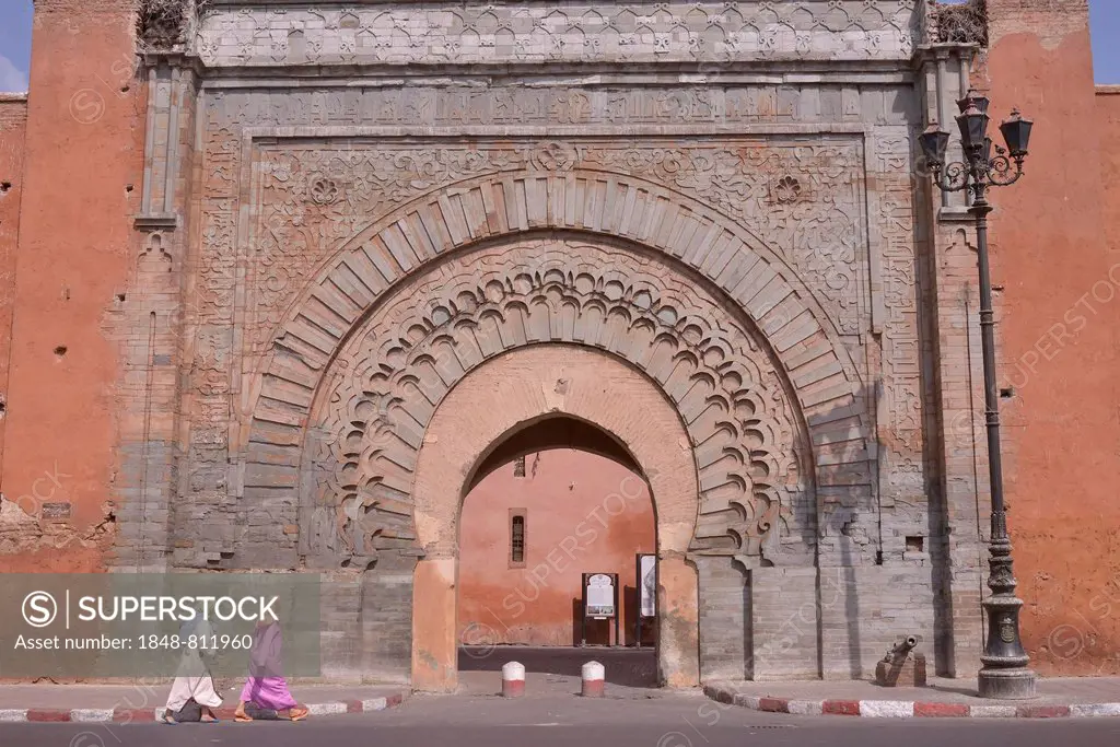 Bab Agnaou city gate, Medina, Altstadt, Marrakesh, Marrakesh-Tensift-El Haouz region, Morocco