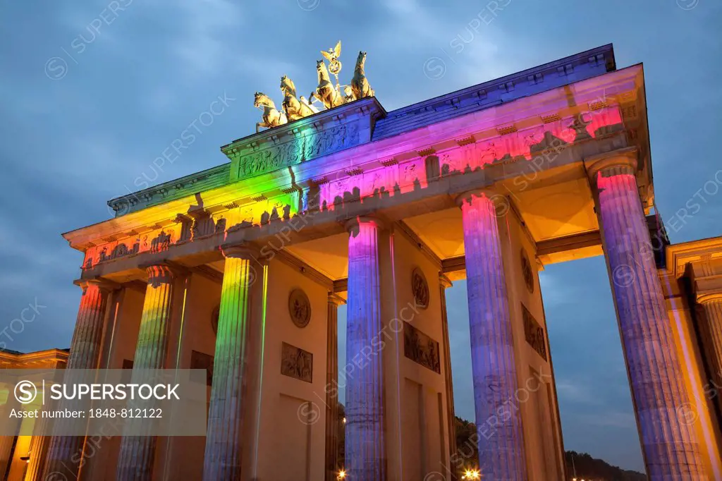 Brandenburg Gate during The Festival of Lights, Berlin, Berlin, Germany