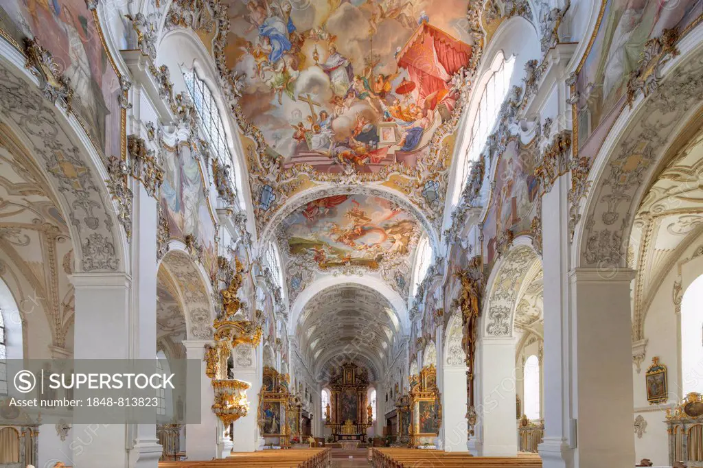 Former Collegiate Church of St. John the Baptist, Steingaden, Pfaffenwinkel region, Upper Bavaria, Bavaria, Germany