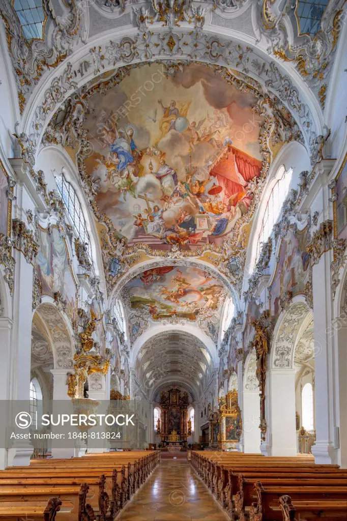 Former Collegiate Church of St. John the Baptist, Steingaden, Pfaffenwinkel region, Upper Bavaria, Bavaria, Germany