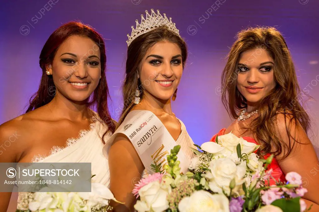 Ursula Renggli, vice Miss Central Switzerland 2013, Sandra Jankovic, Miss Central Switzerland 2013, and Riccarda Betschart, 3rd place, from left to ri...