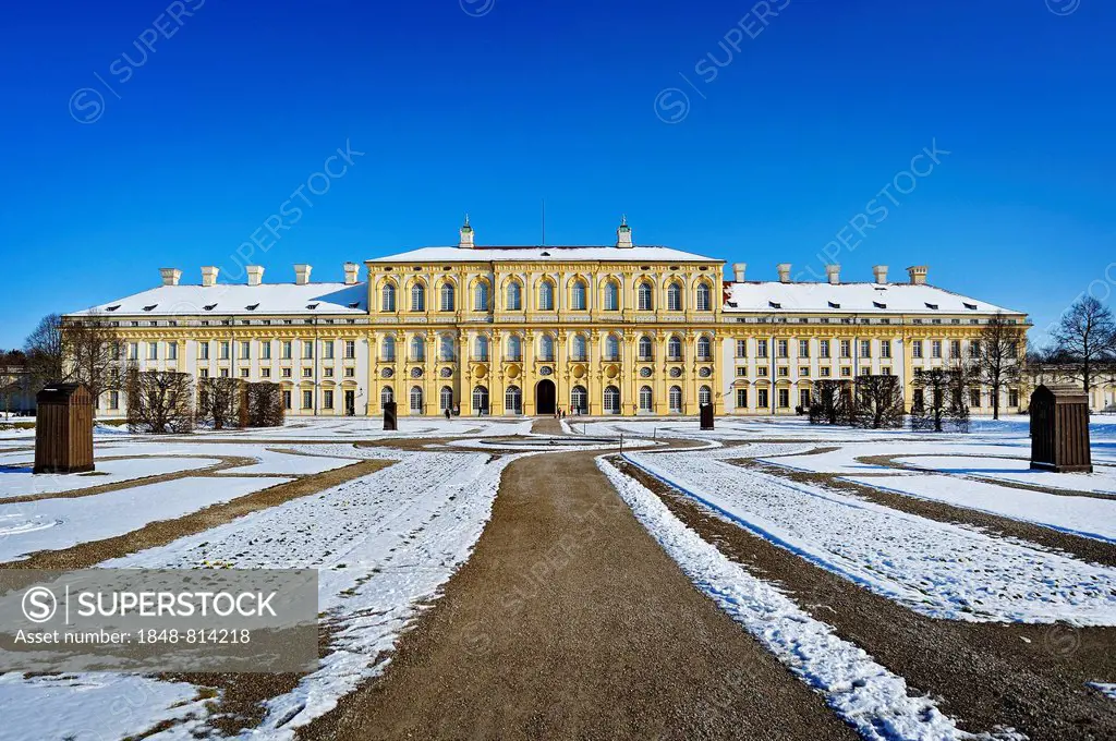 Schloss Schleissheim Palace in winter, Oberschleißheim, Upper Bavaria, Bavaria, Germany