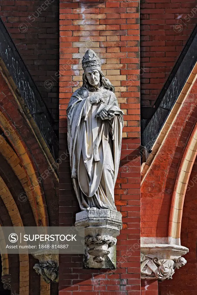 Acid rain corrosion, figure of a saint, St. John's Church, Au-Haidhausen, Munich, Upper Bavaria, Bavaria, Germany