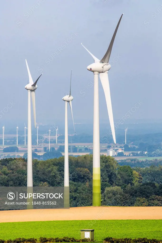 Wind turbines, wind farm, Werl, North Rhine-Westphalia, Germany