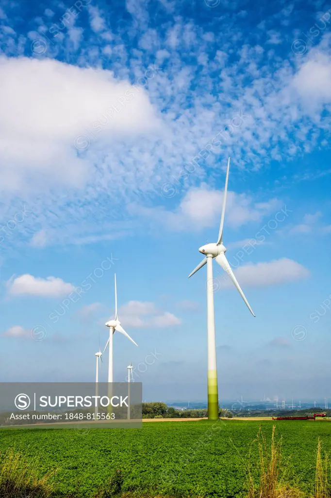 Wind turbines, wind farm, Werl, North Rhine-Westphalia, Germany