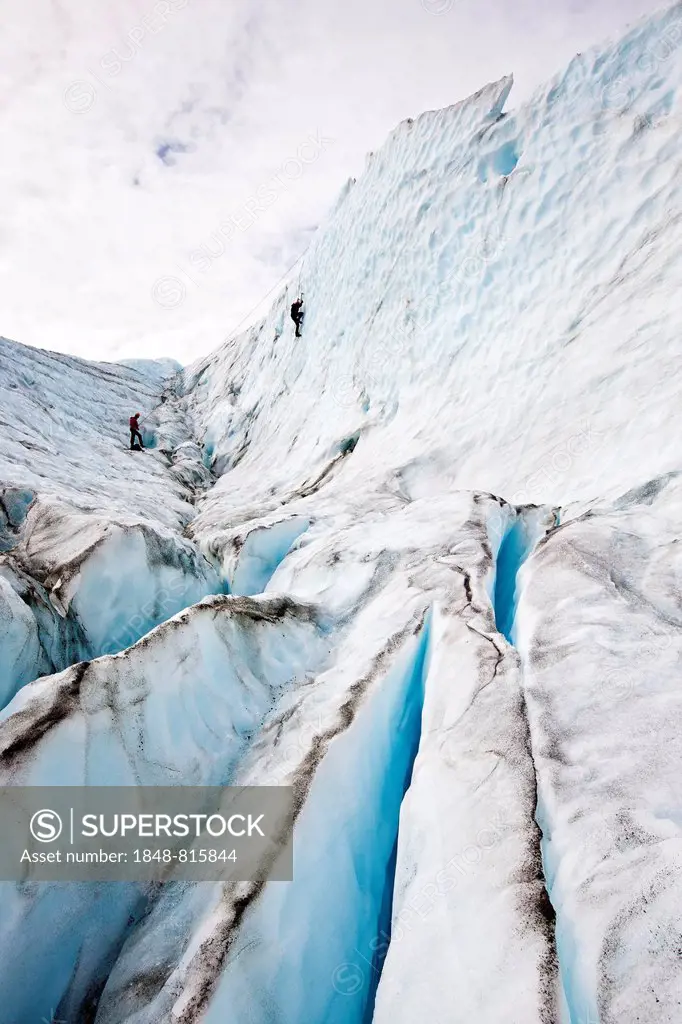 Ice climbers at the Worthington Glacier, Alaska, USA