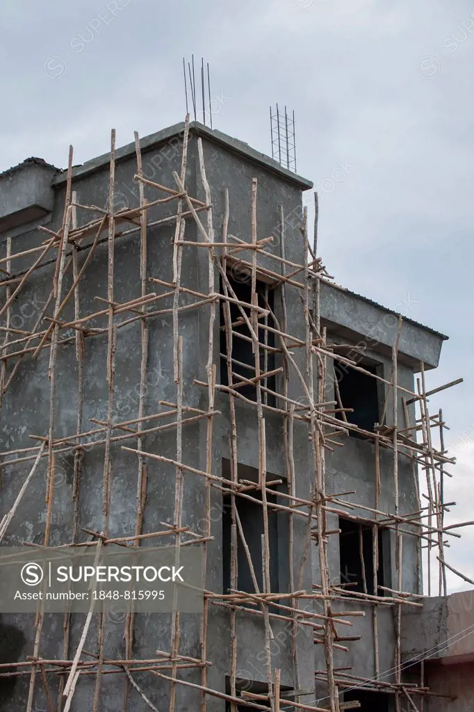 Scaffolding on a construction site, Freetown, Western Area, Sierra Leone