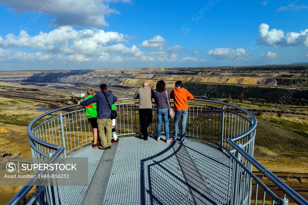 Viewing platform, Garzweiler II mining area, open-cast lignite mine, Garzweiler, Juechen, North Rhine-Westphalia, Germany