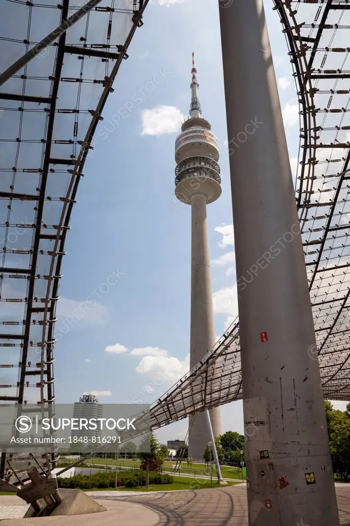 Olympic Tower in the Olympic Park, Munich, Upper Bavaria, Bavaria, Germany
