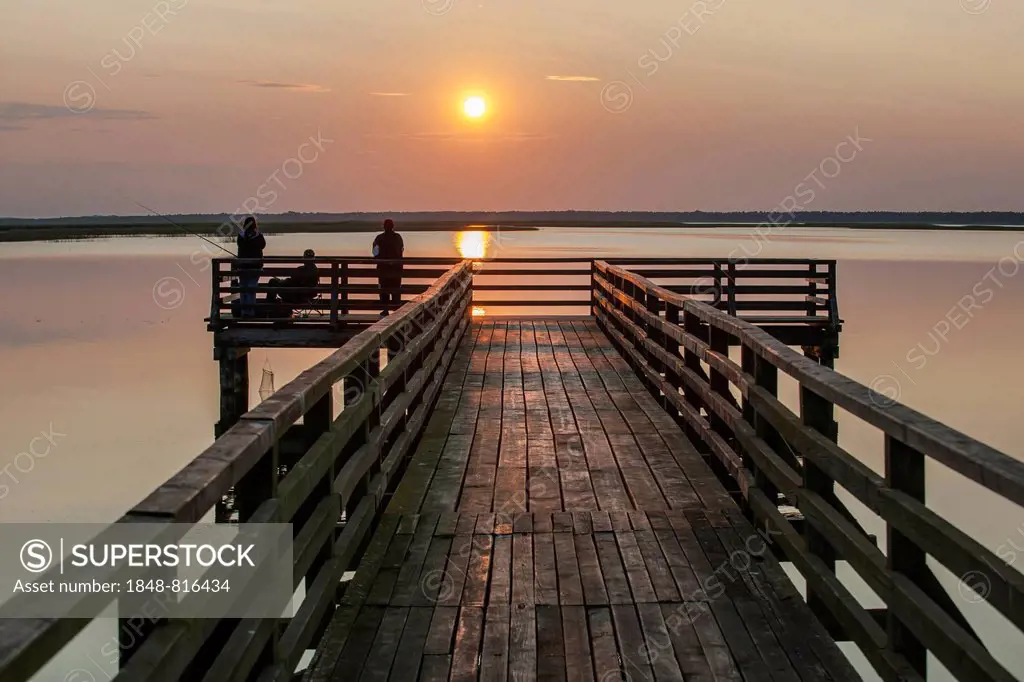 Evening mood at Jezioro Lebsko or Lebsko Lake, Leba, Pomeranian Voivodeship or Pomorskie Region, Poland