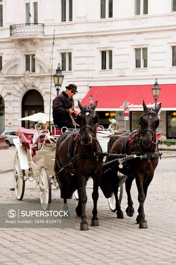 Fiaker, horse-drawn carriage in front of the Hofburg, Vienna, Austria