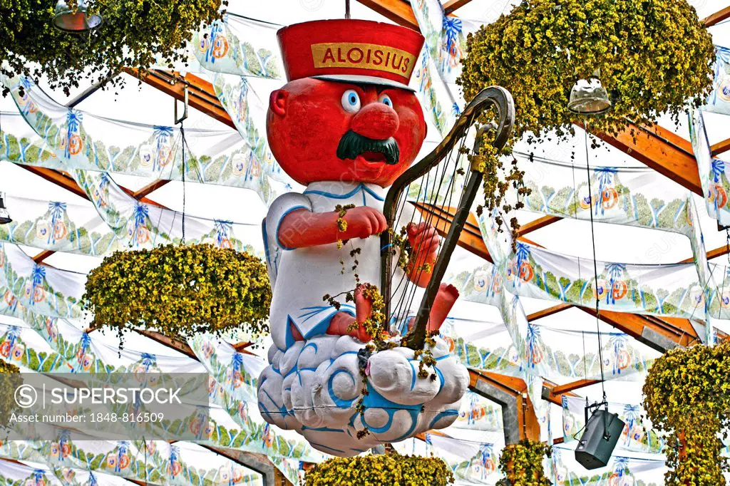 Figure of Aloysius, The man from Munich in heaven, decoration in the Hofbraeu tent at the Oktoberfest 2013, Munich, Upper Bavaria, Bavaria, Germany