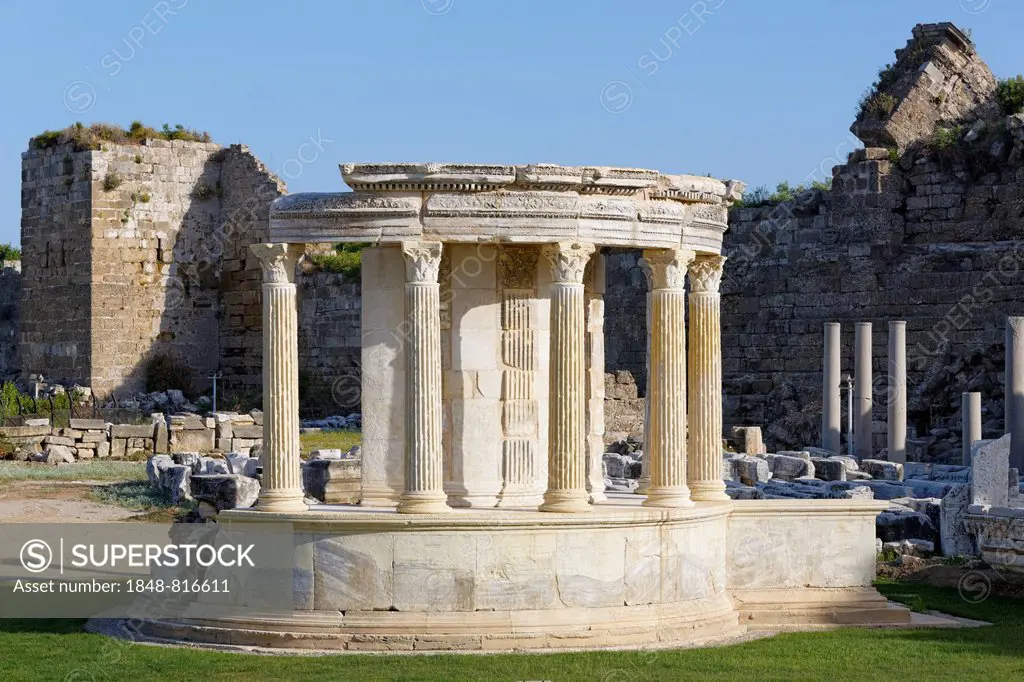 Temple of Tyche, ancient city of Side, Pamphylia, Antalya Province, Turkey