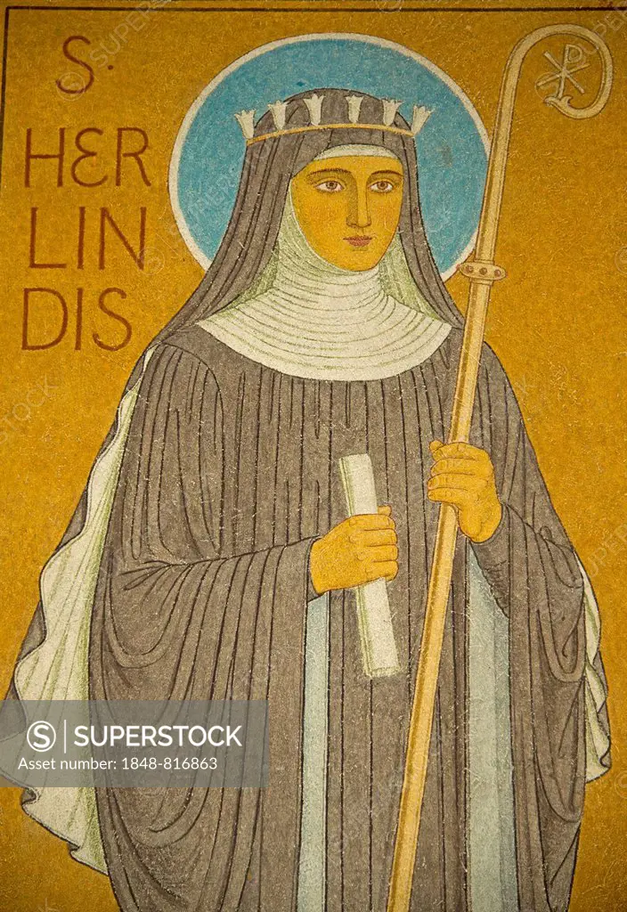Figure of Hildegard of Bingen in Eibingen Abbey, UNESCO World Heritage Upper Middle Rhine Valley, Rüdesheim am Rhein, Hesse, Germany