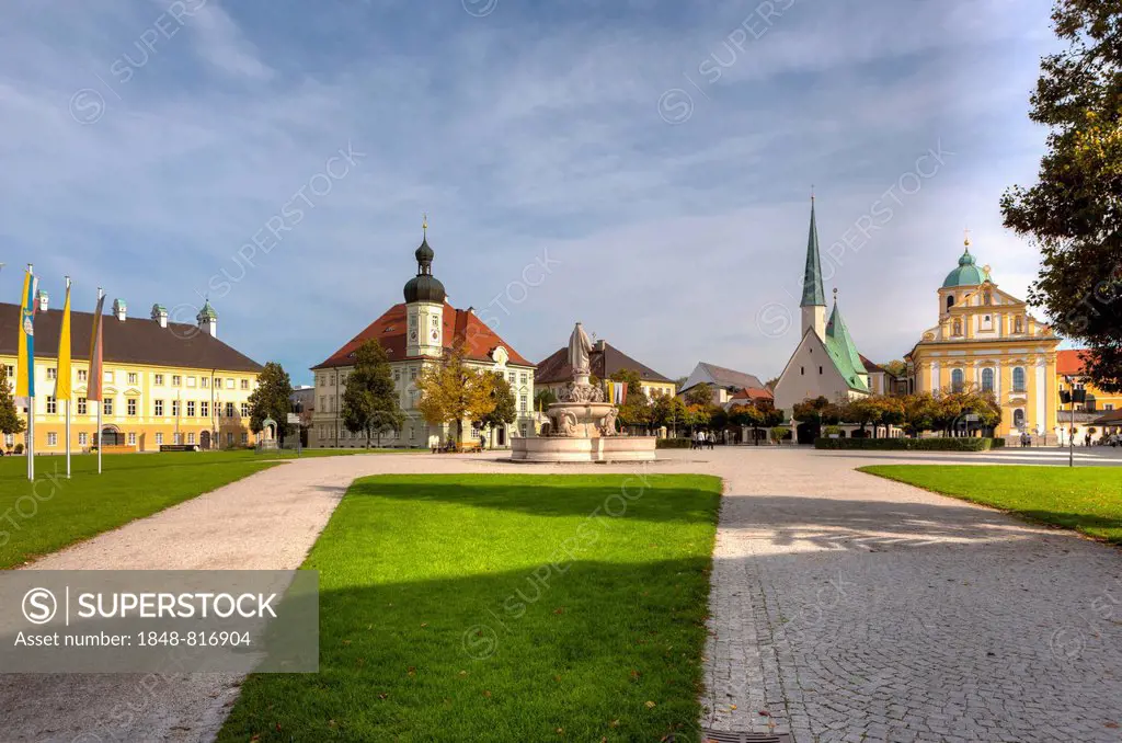 Pilgrimage Church of St. Mary Magdalene and the Shrine of Our Lady of Altoetting, also known as the Chapel of Grace, on Kapellplatz square, Altötting,...