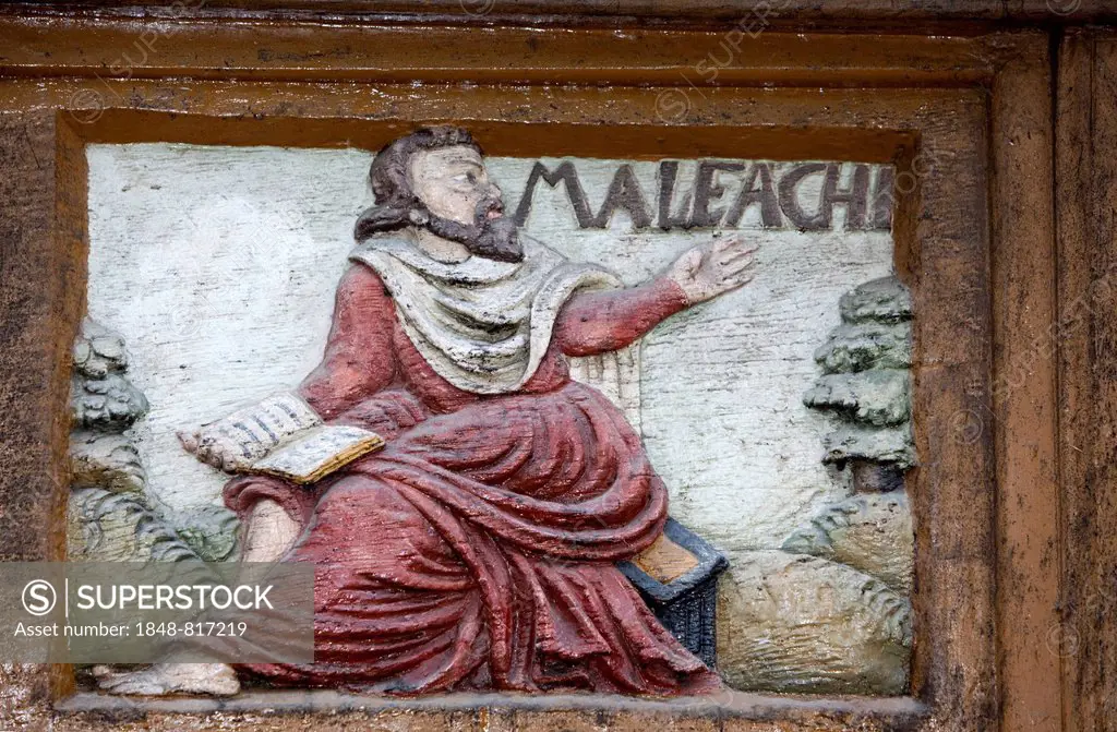 Malachi, a Jewish prophet, wood carving, Alte Lateinschule Alfeld building, Alfeld, Lower Saxony, Germany