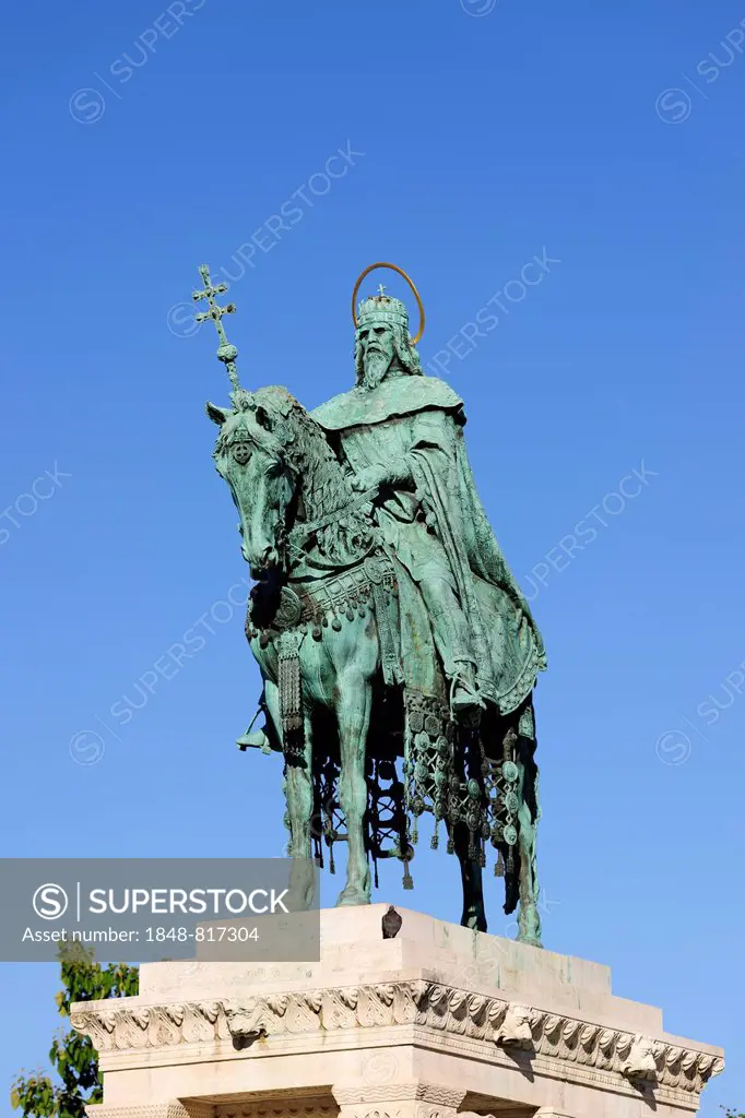 Equestrian statue of King Stephen I, Fishermen's Bastion, Castle Hill, Budapest, Hungary