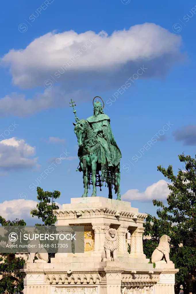 Equestrian statue of King Stephen I, Fishermen's Bastion, Castle Hill, Budapest, Hungary