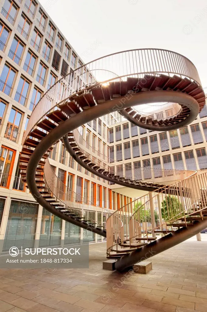 Sculpture Umschreibung, a staircase in the shape of a double helix by Olafur Eliasson, German headquarters of KPMG, Munich, Bavaria, Germany