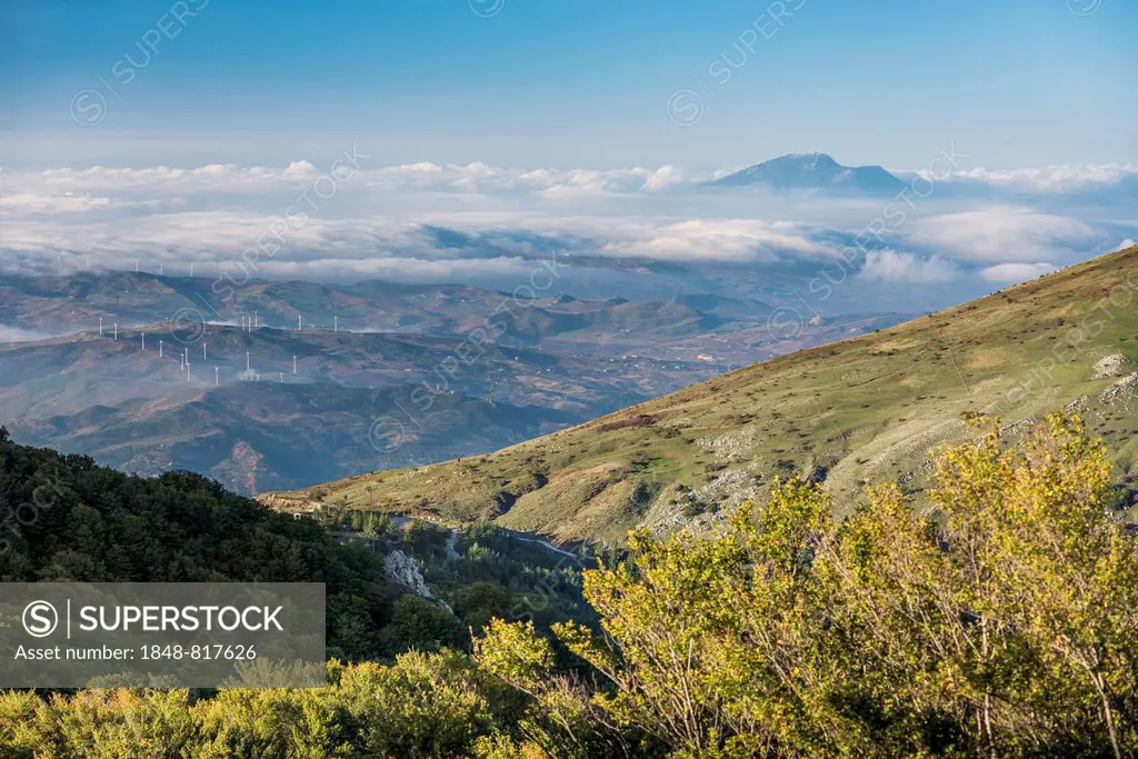 Parco delle Madonie, Madonie Regional Natural Park, in the autumn, with wafts of mist in the morning, near Petralia Sottana, Sicily, Italy