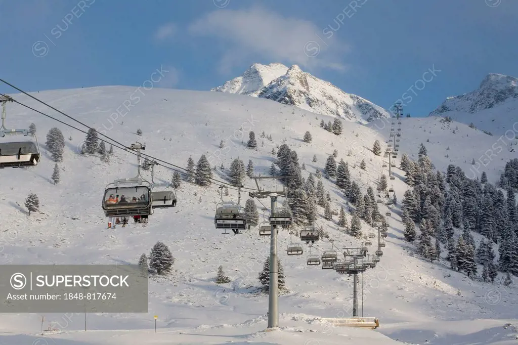Chairlift in the Kuehtai ski resort, Sellrain Valley, Tyrol, Austria