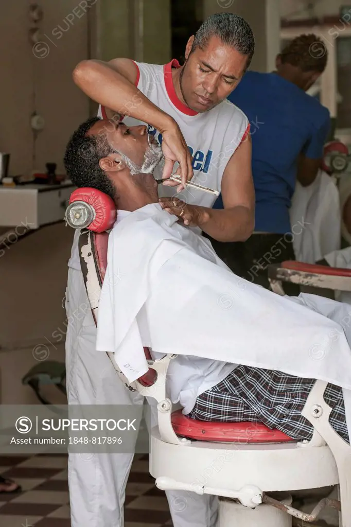 Barber at work, Mindelo, Sío Vicente, Cape Verde