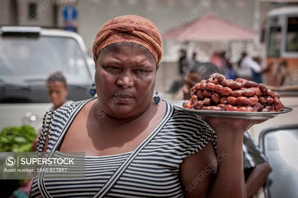 Sausage vendor, Mindelo, Sío Vicente, Cape Verde