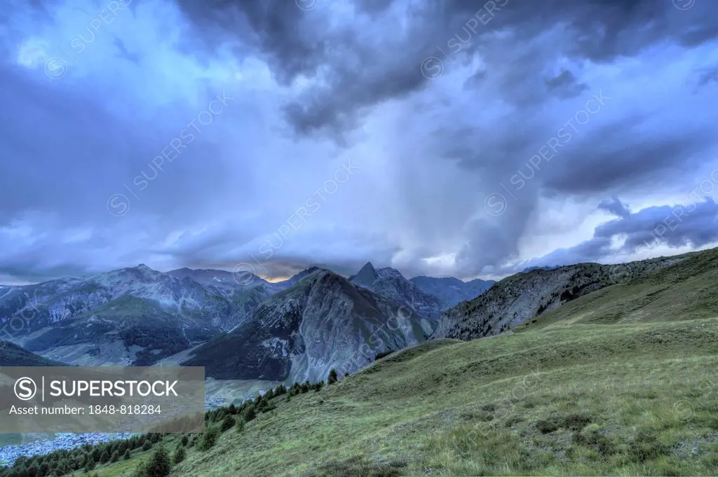 Approaching thunderstorm, Livigno, Livigno Alps, Lombardy, Italy