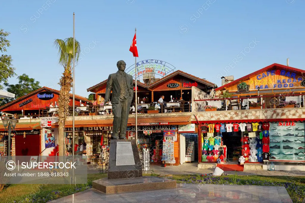 Statue of Mustafa Kemal Atatuerk, old town, Side, Pamphylia, Antalya Province, Turkey