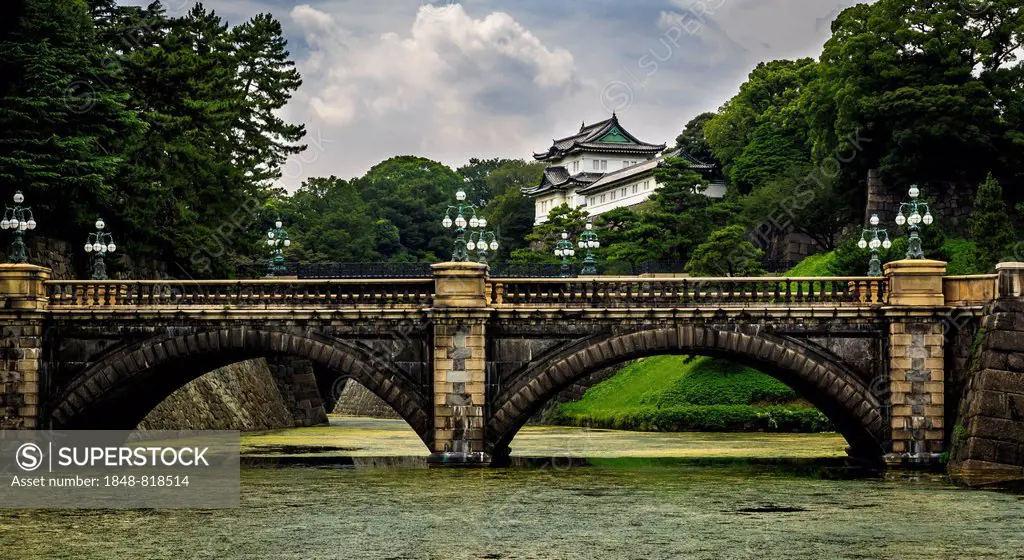 Nijubashi Bridge, Tokyo Imperial Palace at the back, Tokyo, Japan