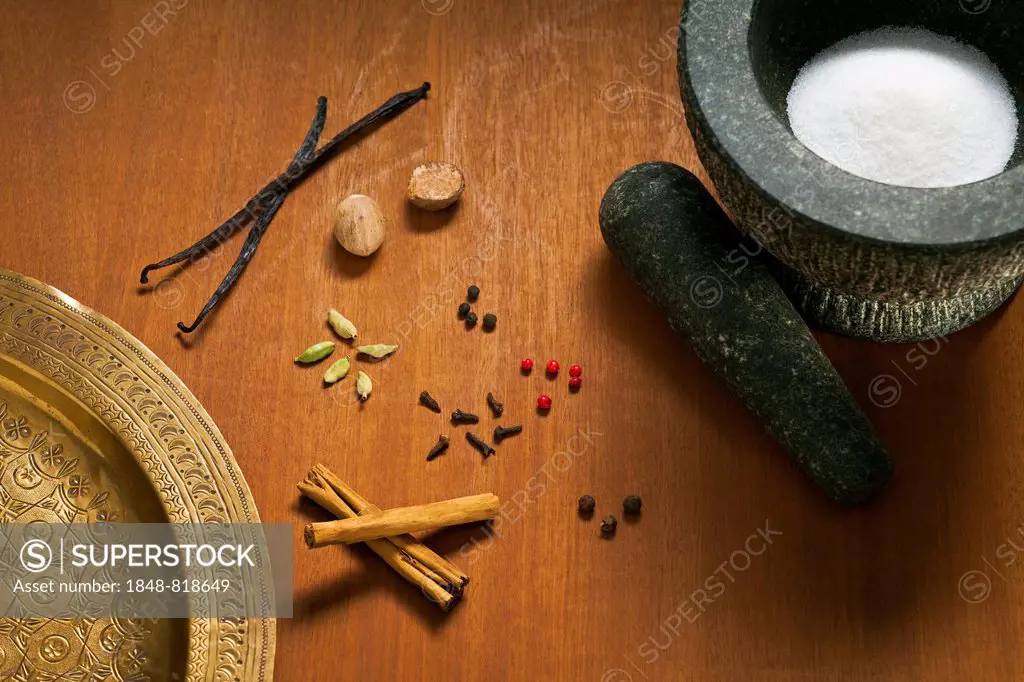 Spices and sugar, ingredients for oriental spice sugar