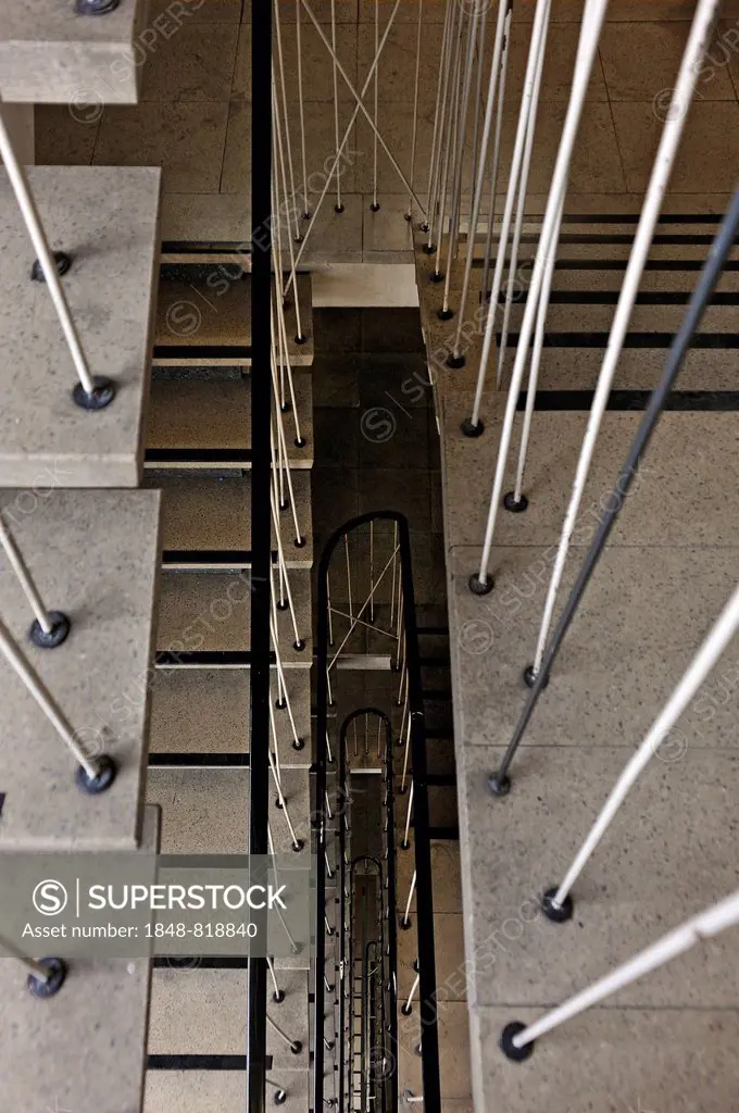 Staircase in the empty shipping hall of a former department store, Nuremberg, Middle Franconia, Bavaria, Germany