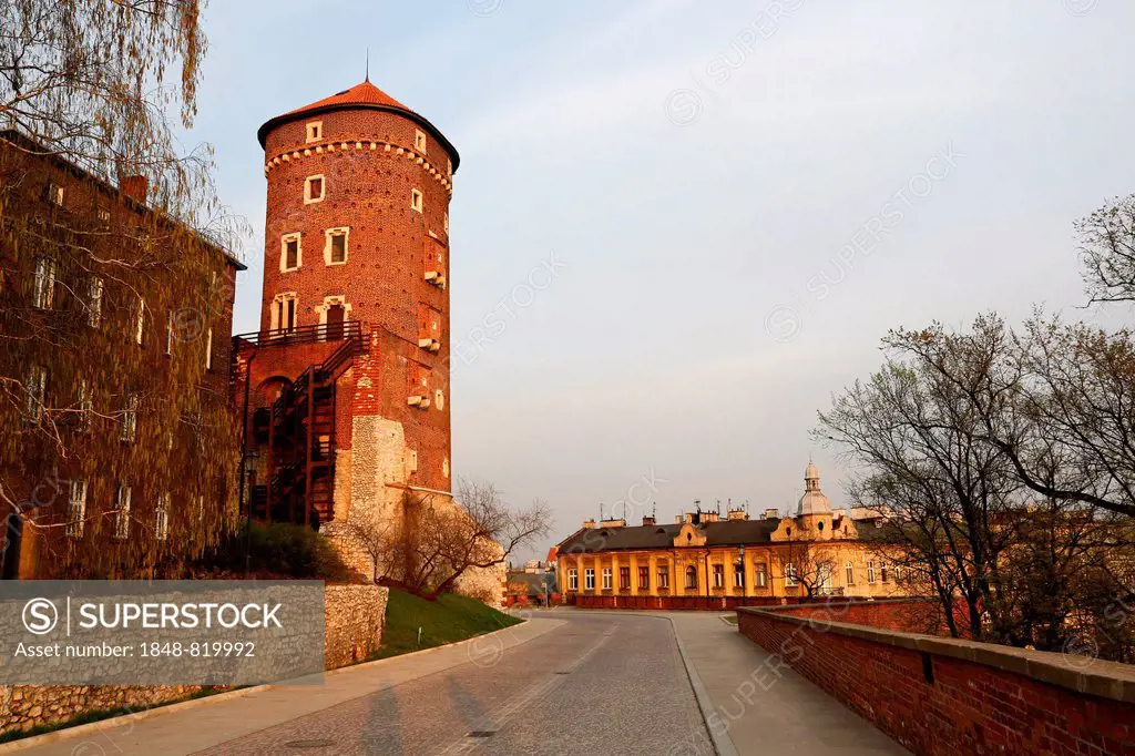 Bastion or watch tower and Wawel Castle, Baszta Sandomierska na Wawelu, Krakow, Lesser Poland, Poland