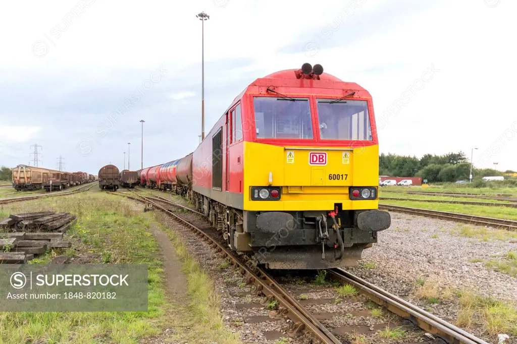 Freight train in the yard, Wales, United Kingdom, Europe