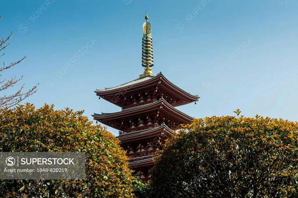 Pagoda in the Senso-ji temple, Asakusa, Tokyo, Japan