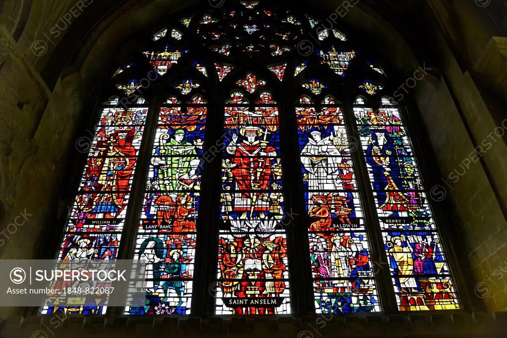 Stained glass window, Canterbury Cathedral, Canterbury, Kent, England, United Kingdom
