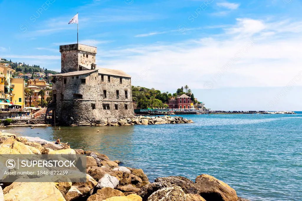 Castello sul Mare castle, Rapallo, Gulf of Genoa, Italian Riviera, Liguria, Italy