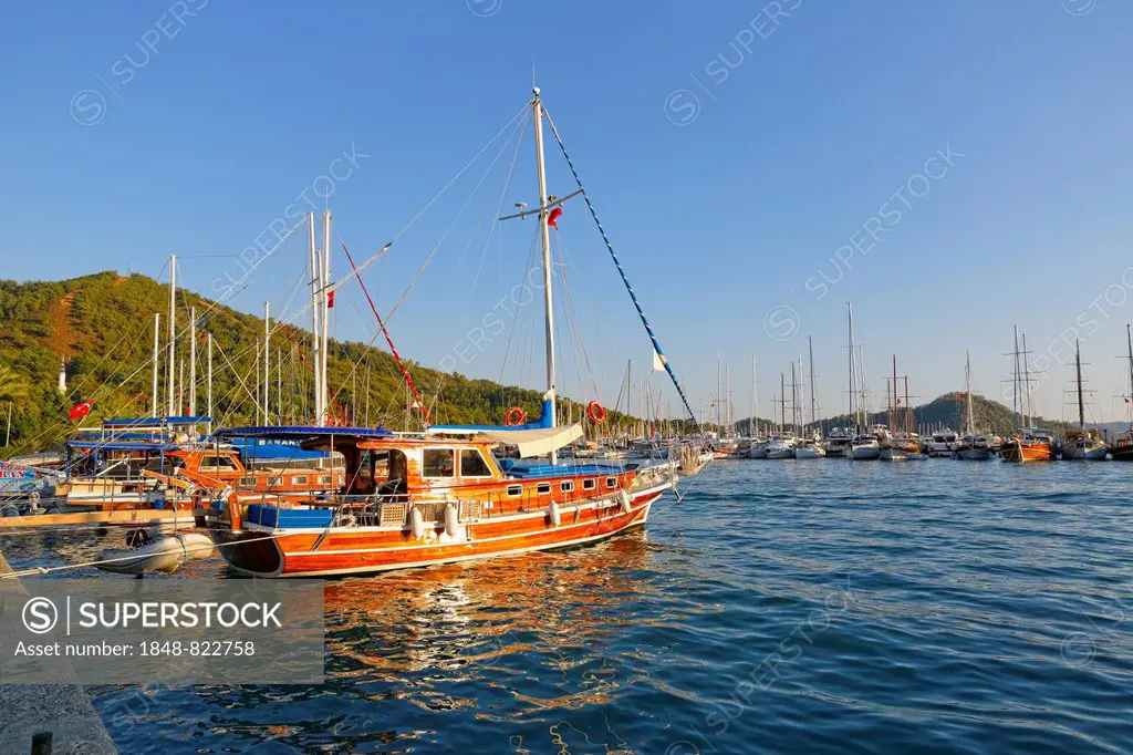 Marina in Göcek, Mugla Province, Lycian Coast, Lycia, Aegean, Turkey