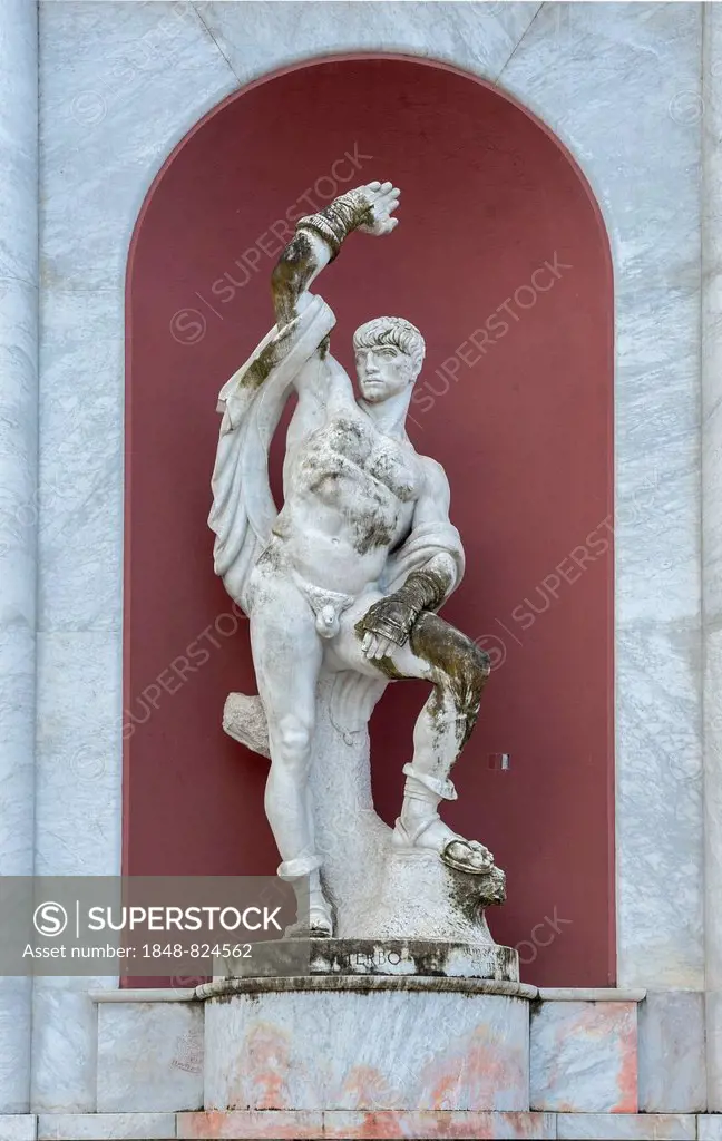 Naked fighter, monumental marble statue, Foro Italico, Rome, Lazio, Italy