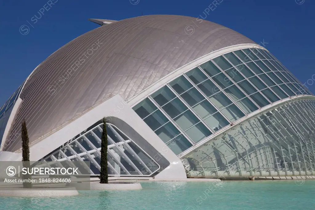 Dome of Hemisfèric cinema, Ciudad de las Artes y de las Ciencias, City of Arts and Sciences, Valencia, Spain