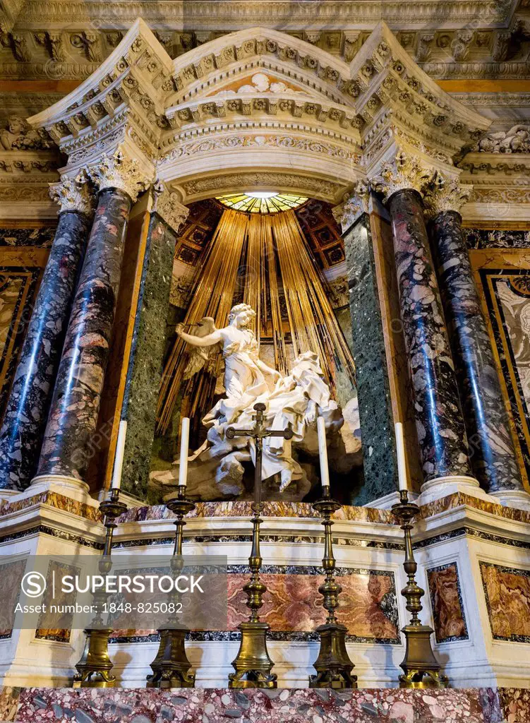 Sculpture Ecstasy of St. Theresa, Cornaro Chapel, Church of Santa Maria della Vittoria, Rome, Lazio, Italy